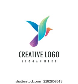 Colorful gradient bird logo design vector icon