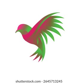 Colorful Gradient Bird logo in Flight. A vibrant and modern bird logo designed with smooth red and green gradient colors, representing freedom, creativity, and stylish identity.