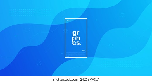 Colorful gradient blue background with geometric wave and simple pattern elements. Colorful blue wave design. Simple elegant concept. Eps10 vector