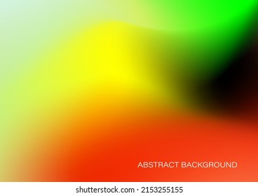 Colorful gradient blur abstract background vector. Bright yellow, green, orange, red and black, aura art shape pattern. Vibrant trendy soft texture backdrop. Fresh color shade, defocus illustration.