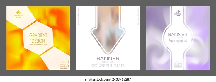 Colorful gradient with blur elements. A template for a modern cover, banner and title page. An idea for the corporate design of a brochure, report, booklet or presentation. Attractive style