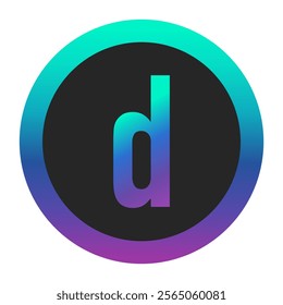 A colorful gradient border encircling the letter “d” on a black background. Dynamic and modern design perfect for logos, apps, or promotional materials. Contemporary and versatile vector art.