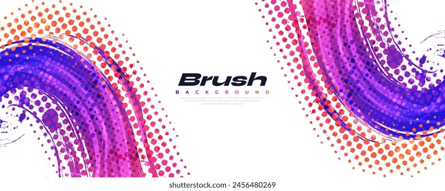 Colorful Gradient Brush Texture Background with Halftone Effect. Sport Background with Grunge Style