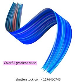 Colorful gradient brushes. Bright spectral. Colorful set of brushes of orange, blue, green colors isolated on white background.