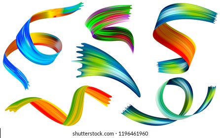 Colorful Gradient Brushes Bright Spectral Colorful Stock Vector ...