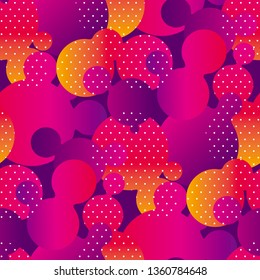 Colorful Gradient Bubbles Vector Seamless Pattern. Modern Texture With Glowing Fluid Shapes. Creative Liquid Lava Lamp Style Backdrop. Trendy Wrapping Paper, Wallpaper, Textile Abstract Design