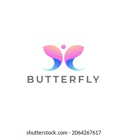 colorful gradient butterfly logo design