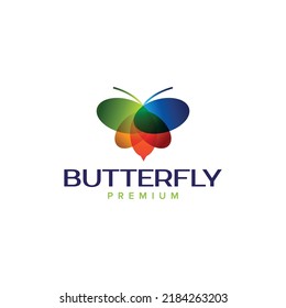 Diseño del logotipo de mariposa de gradiente colorido