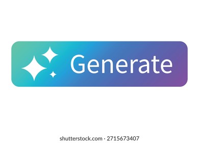 Botón de gradiente colorido con el símbolo de la chispa y el texto de la generación, utilizado para las herramientas del contenido de la IA