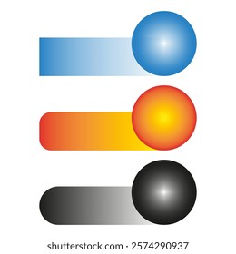Colorful gradient buttons. Circular geometric elements. Bright modern design. Vector illustration.