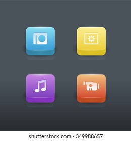 Colorful gradient buttons set with icons 