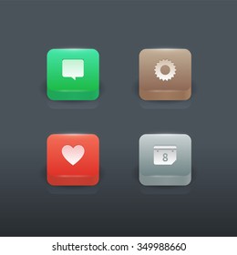 Colorful gradient buttons set with icons 