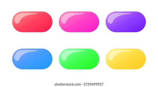 Botones coloridos del degradado fijados en el fondo blanco. Ilustración vectorial