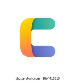 Farbiges Farbverlauf-C-Buchstaben Anfangslogo. Vektorgrafik-One-line-Schrift für Design mit technischem Branding, Nachtleben-Etiketten, Multimedia-Plakate, futuristische Identität usw.