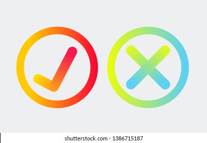 Colorful gradient checkmark icons. Apps and Websites Element, vector illustration