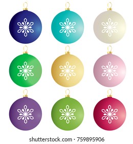 colorful gradient Christmas ornaments vector clipart