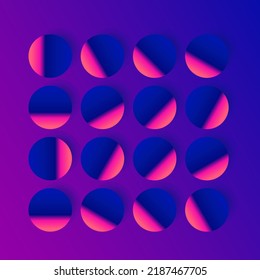 Colorful gradient circle composition 3d textured minimal platonic background.