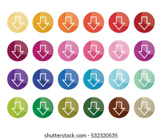 Colorful Gradient Circle Open Arrow Download Buttons