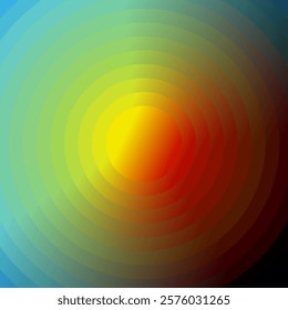 Colorful gradient circles background. Circular centered objects of different vibrant color. Radial rainbow backdrop. Spectrum theme concept design template.