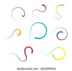 Colorful gradient circular shaped swooshes and flourish set vector illustration.