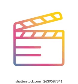Colorful gradient clapperboard movie production icon