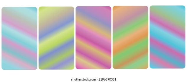 Fondo colorido de la colección de degradados. Color suave a la moda, vector de pantalla moderna, fondo natural. ilustración para diseño gráfico, banner, afiche, aplicación móvil, portada dinámica, borrosa Resumen brillante