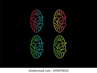 Colorful gradient color of bird tattoo design