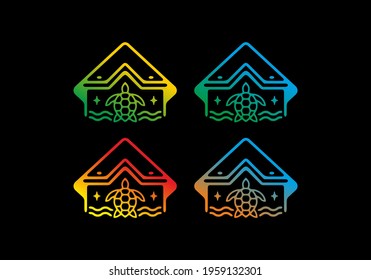 Colorful gradient color of turtle and house design