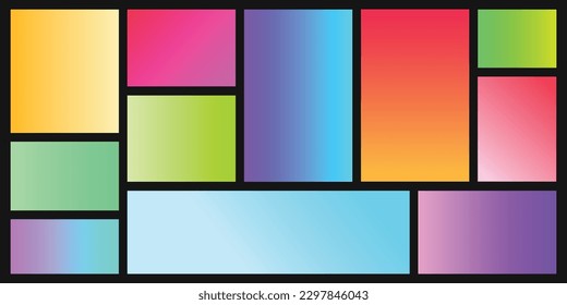 Colorful gradient colour palette template set for background or colour reference. Colorful color swatches