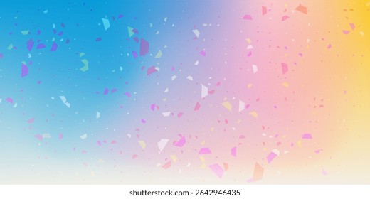 Colorful gradient confetti background with soft polygonal shards on a blue to orange pastel blend. Perfect for party, festive, or celebration themes.