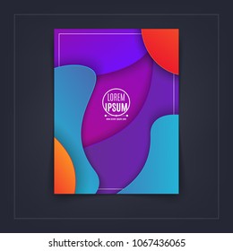 Colorful gradient cover design. Vector futuristic illustration of bright multicolored wavy paper layers. Abstract creative background with fluid color shapes. Dynamic papercut modern banner template