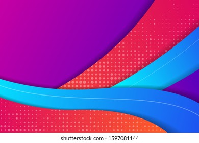 Colorful gradient cover design. Vector futuristic illustration of bright multicolored wavy paper layers. Abstract creative background with fluid color shapes. Dynamic papercut modern banner template