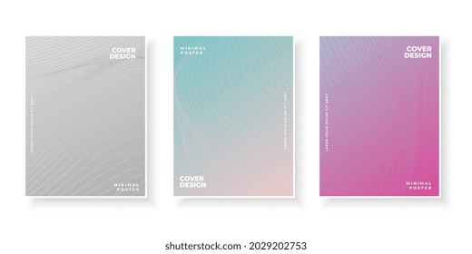 Colorful gradient covers with abstract line design set