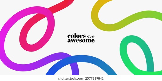 Colorful Gradient curves on white background. Cool and fun design elements.