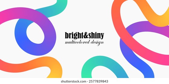 Colorful Gradient curves on white background. Cool and fun design elements.