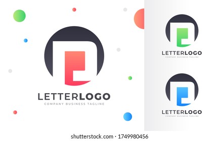 Plantilla de diseño de logotipo de círculo redondeado con el logotipo de gradiente D colorido para propiedades, restaurantes, salud, tiendas, tecnología y todo tipo de negocio de la empresa. Plantilla de vector 