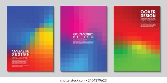 Colorful gradient design. Polygonal abstract background with squares. Modern low poly geometric square shape. Vector Illustrator EPS.