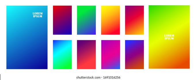 Colorful gradient. Different colors. Modern Smartphone screen, mobile app Template. Modern screen vector design for mobile app. Soft color gradients. 
