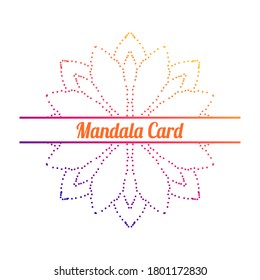Gradiente colorido salpicado por la mitad de la carta de bienvenida de flores. Plantilla de invitación con medio tono ornamental Mandala. Postal floral Lotus, afiche, volante. Ilustración vectorial.   