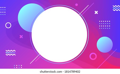 Colorful gradient dynamic memphis style background. Abstract creative wallpaper. Template for advertising or banner with copy space for text. Modern trendy art vector graphic design illustration.