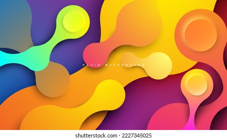 Colorful gradient dynamic rounded fluid background papercut style