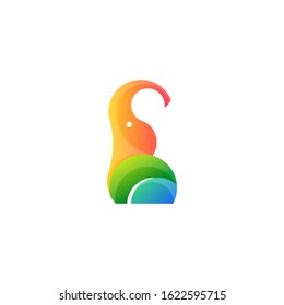 Colorful gradient elephant logo vector