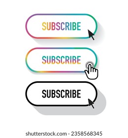 Colorful gradient ellipse button with Subscribe text and white insert and text