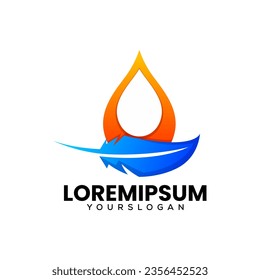 colorful gradient feather and oil icon logo design 