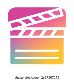 Colorful gradient film clapperboard icon movie production