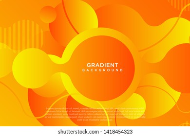 Colorful Gradient Fluid Liquid Geometric Dynamic Shape Background Orange and yellow vector. Fluid gradient elements for minimal banner, logo, social post.