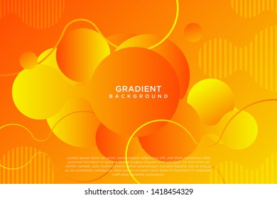 Colorful Gradient Fluid Liquid Geometric Dynamic Shape Background Orange and yellow vector. Fluid gradient elements for minimal banner, logo, social post.
