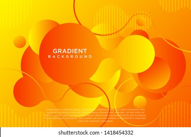 Colorful Gradient Fluid Liquid Geometric Dynamic Shape Background Orange and yellow vector. Fluid gradient elements for minimal banner, logo, social post.