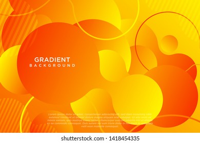 Colorful Gradient Fluid Liquid Geometric Dynamic Shape Background Orange and yellow vector. Fluid gradient elements for minimal banner, logo, social post.