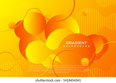 Colorful Gradient Fluid Liquid Geometric Dynamic Shape Background Orange and yellow vector. Fluid gradient elements for minimal banner, logo, social post.